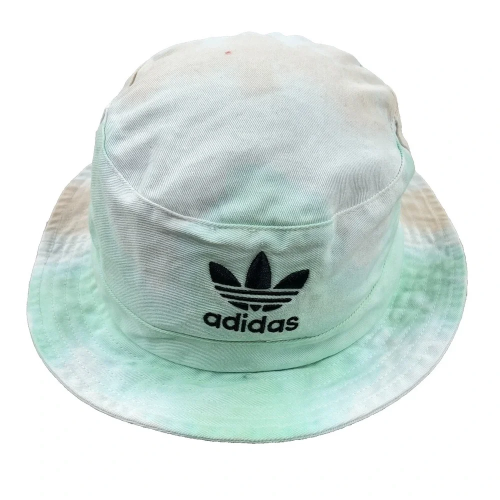 Adidas Bucket Hat Cap Green Blue Tie Dye Black Spell Out Rainbow Adult Fishing